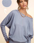 Two Tone Batwing Top in Steel Blue (REG)