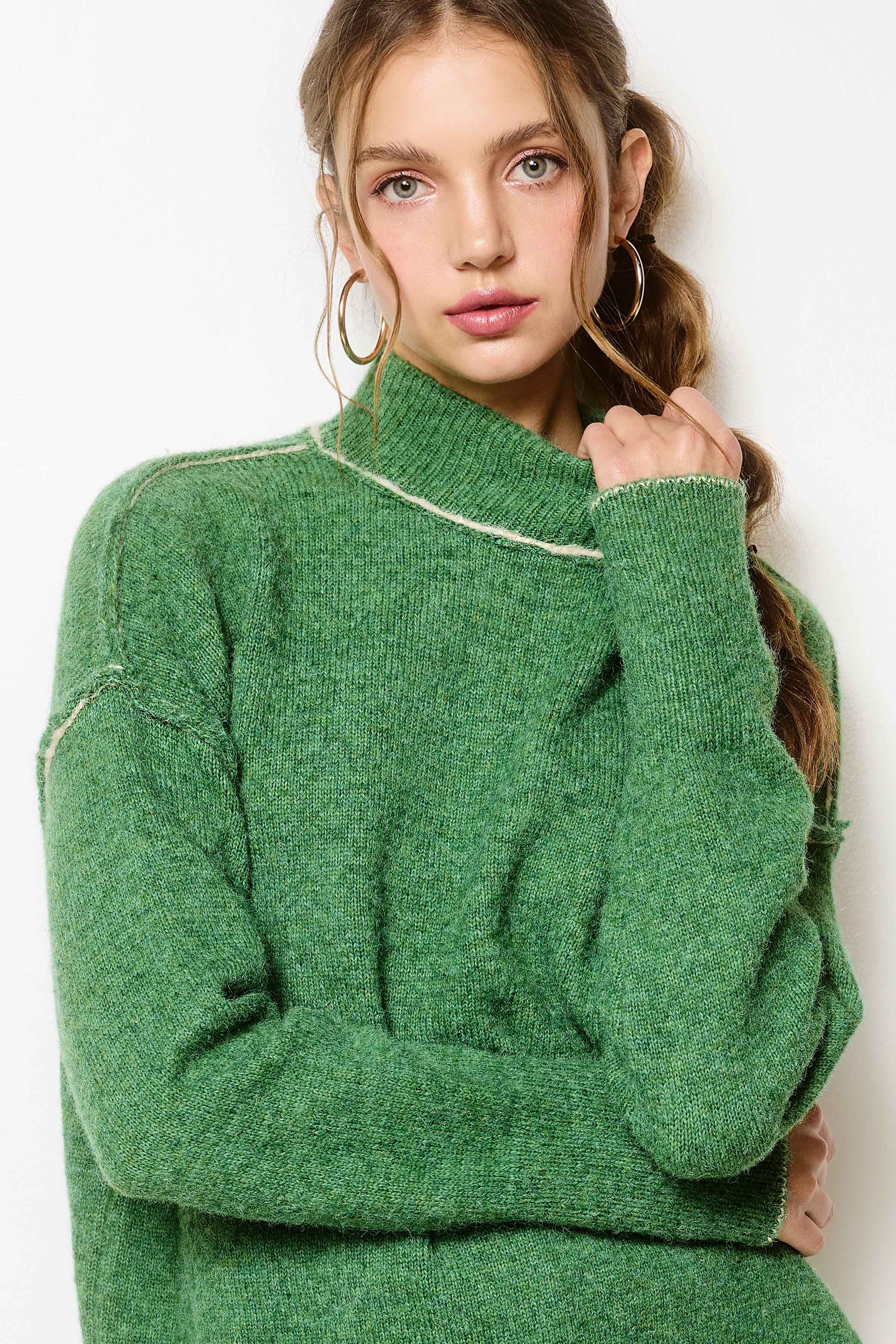 Felicia Mock Neck Sweater in Pine (REG)