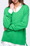 Lightweight V-Neck Sweater in Apple Green (REG)