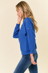 Button Sleeve Sweater in Royal Blue (REG)