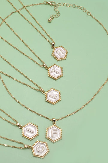 Hexagon Initial Necklace