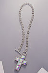 Crystal Cross Toggle Necklace