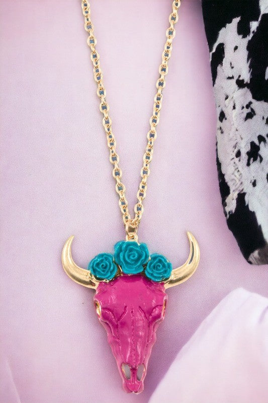 Floral Bull Head Necklace