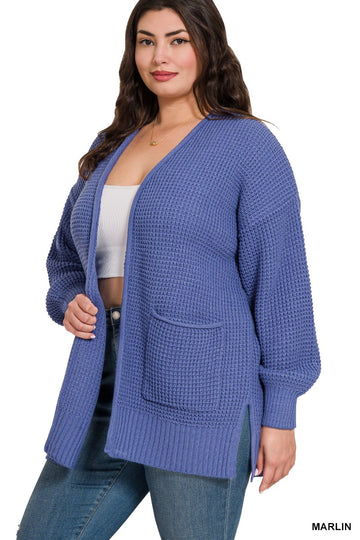 Open Waffle Cardigan in Marlin (REG/PLUS)