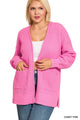 Open Waffle Cardigan in Candy Pink (REG/PLUS)