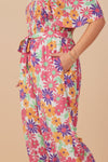 Vivid Floral Smocked Jumpsuit