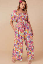 Vivid Floral Smocked Jumpsuit