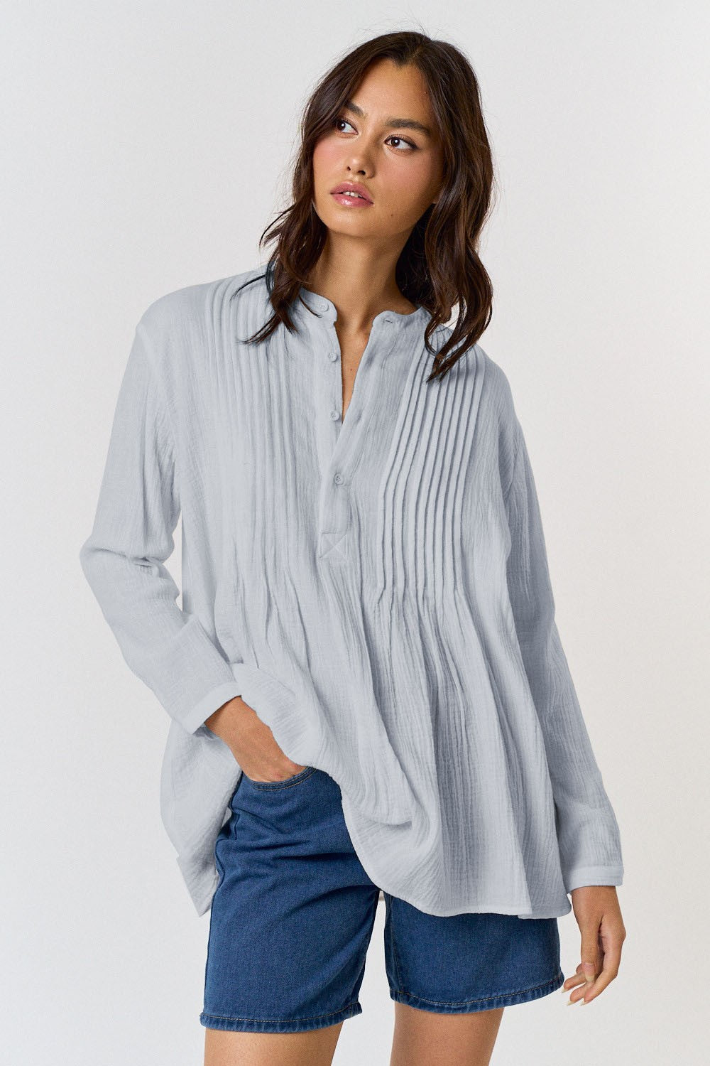 Pleated Blouse in Grey