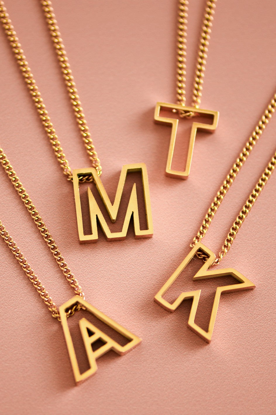 Hollow Initial Necklace