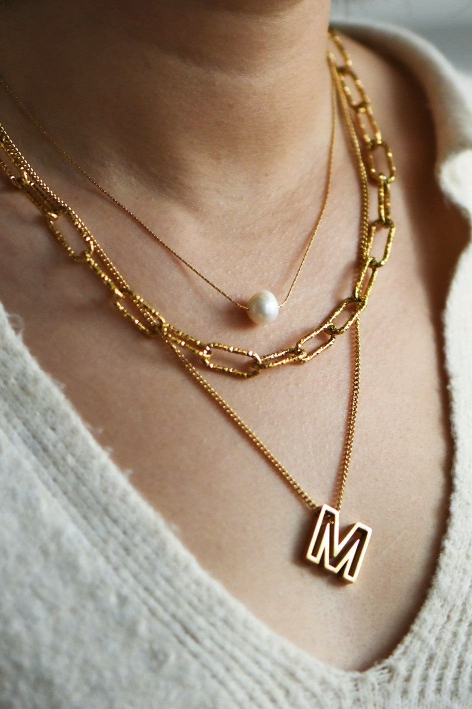 Hollow Initial Necklace