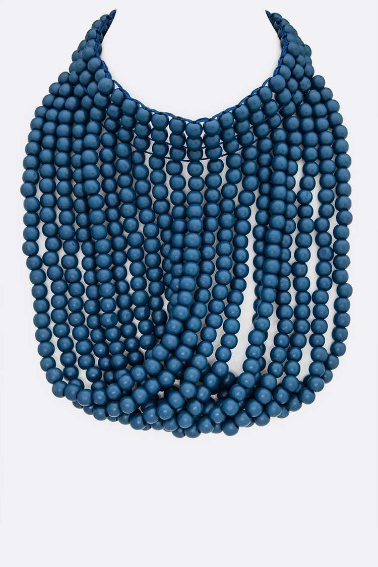 Wood Curtain Statement Necklace