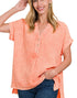 Coral High-Low Henley Top