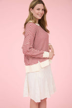 Exposed Seam Striped Top in Red (REG)