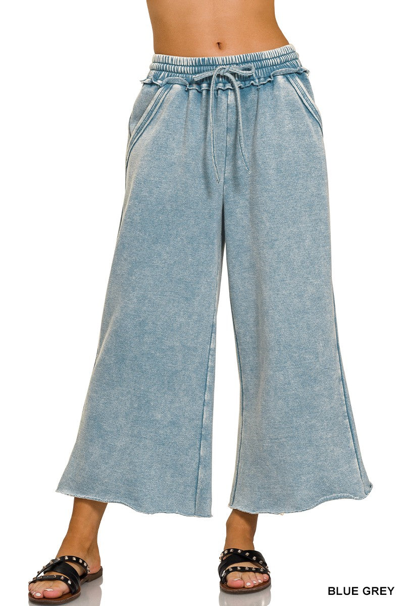 Comfy Sweat Palazzo Pants in Blue Grey (REG)