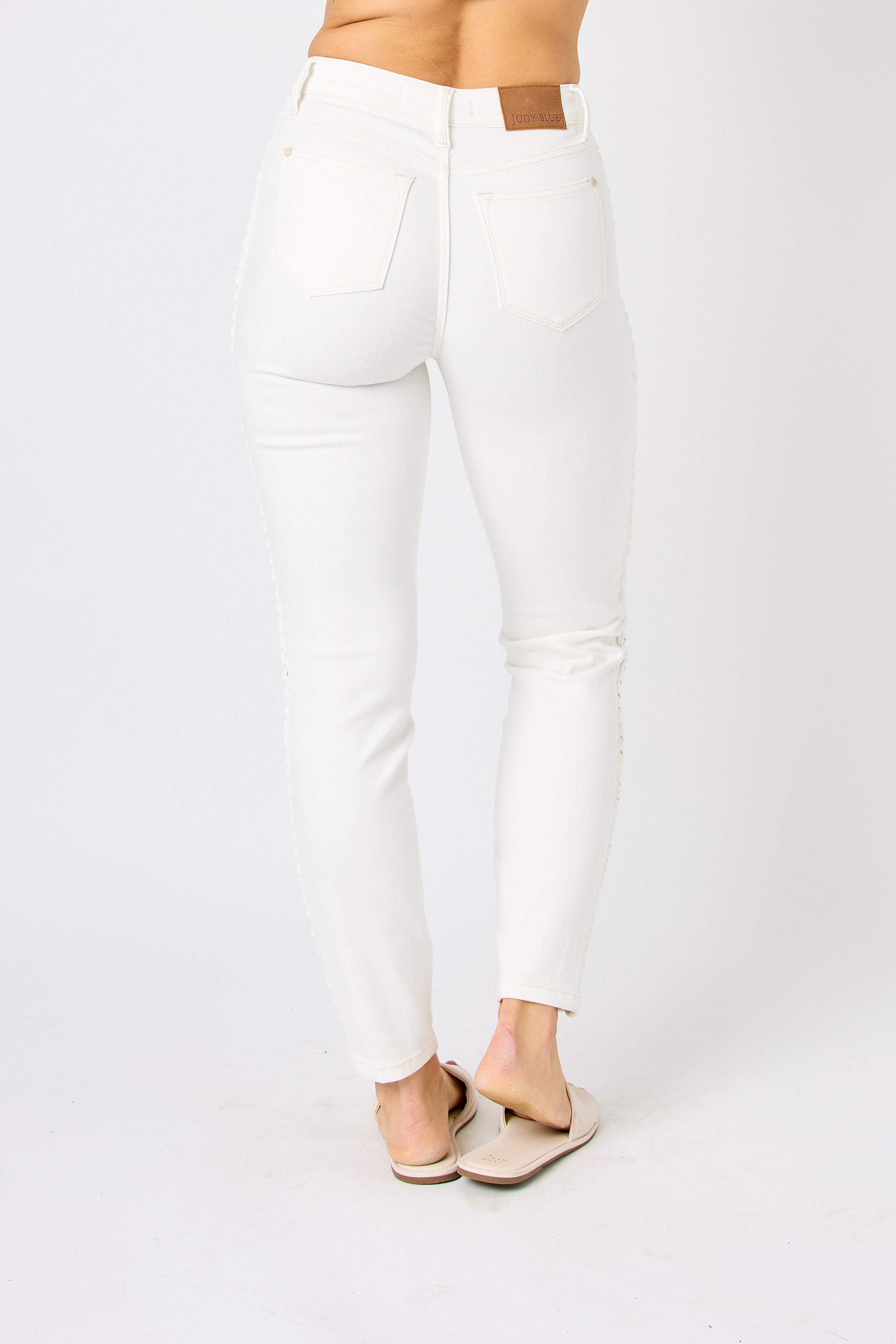 Judy Blue White Braided Jeans (88782)
