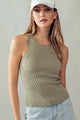 Casual Ribbed Tank Top in Lt Olive