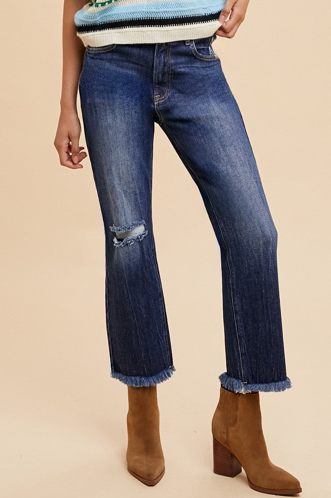 Anniewear Frayed Crop Jeans (AP6215) (REG)
