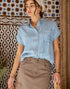 Striped Chambray Button Down Top (REG)