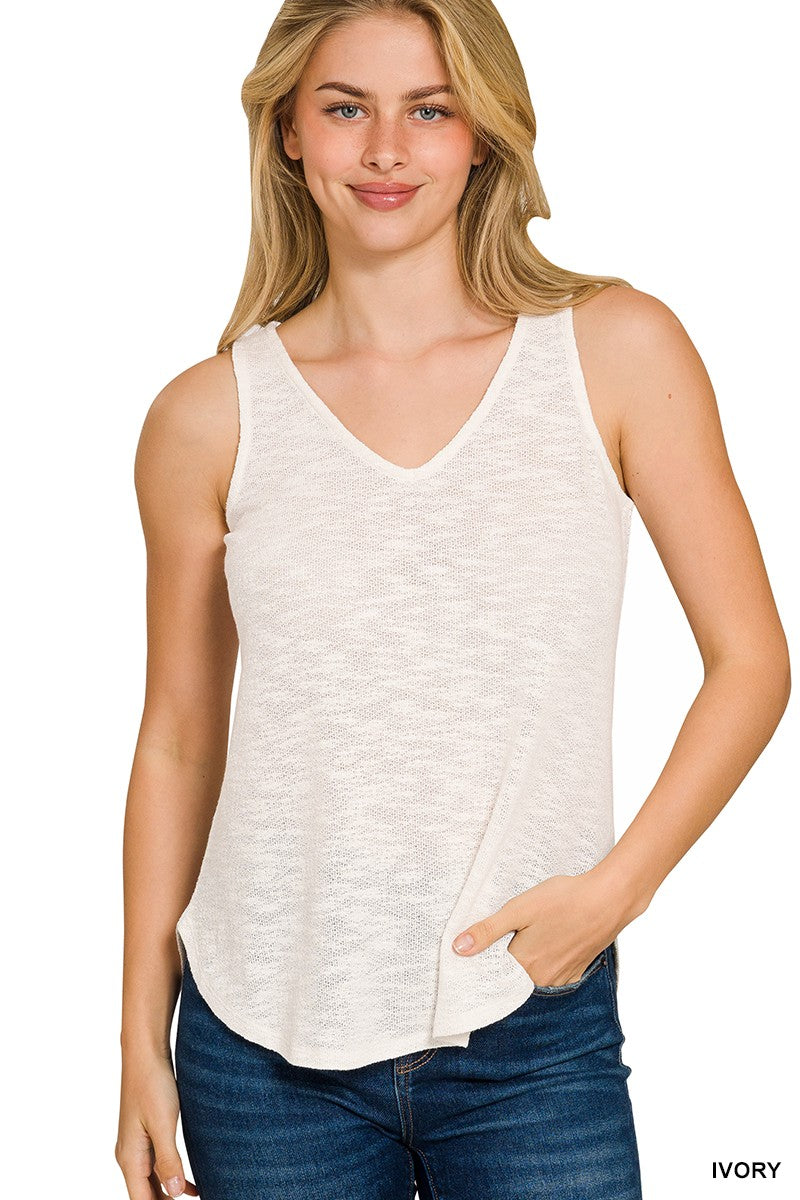 Slub Tank Top in Ivory (REG)