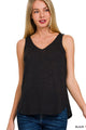 Slub Tank Top in Black (REG)