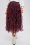 Spiral Tulle Midi Skirt in Plum (REG)