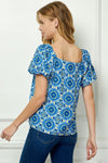 Pattern Trapeze Top in Blue (REG/PLUS)