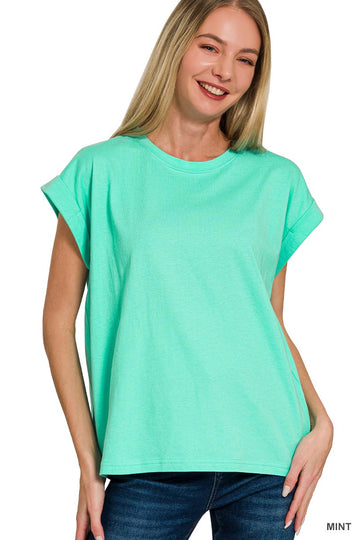 Folded Sleeve Tee in Mint (REG)