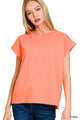 Folded Sleeve Tee in Coral (REG)