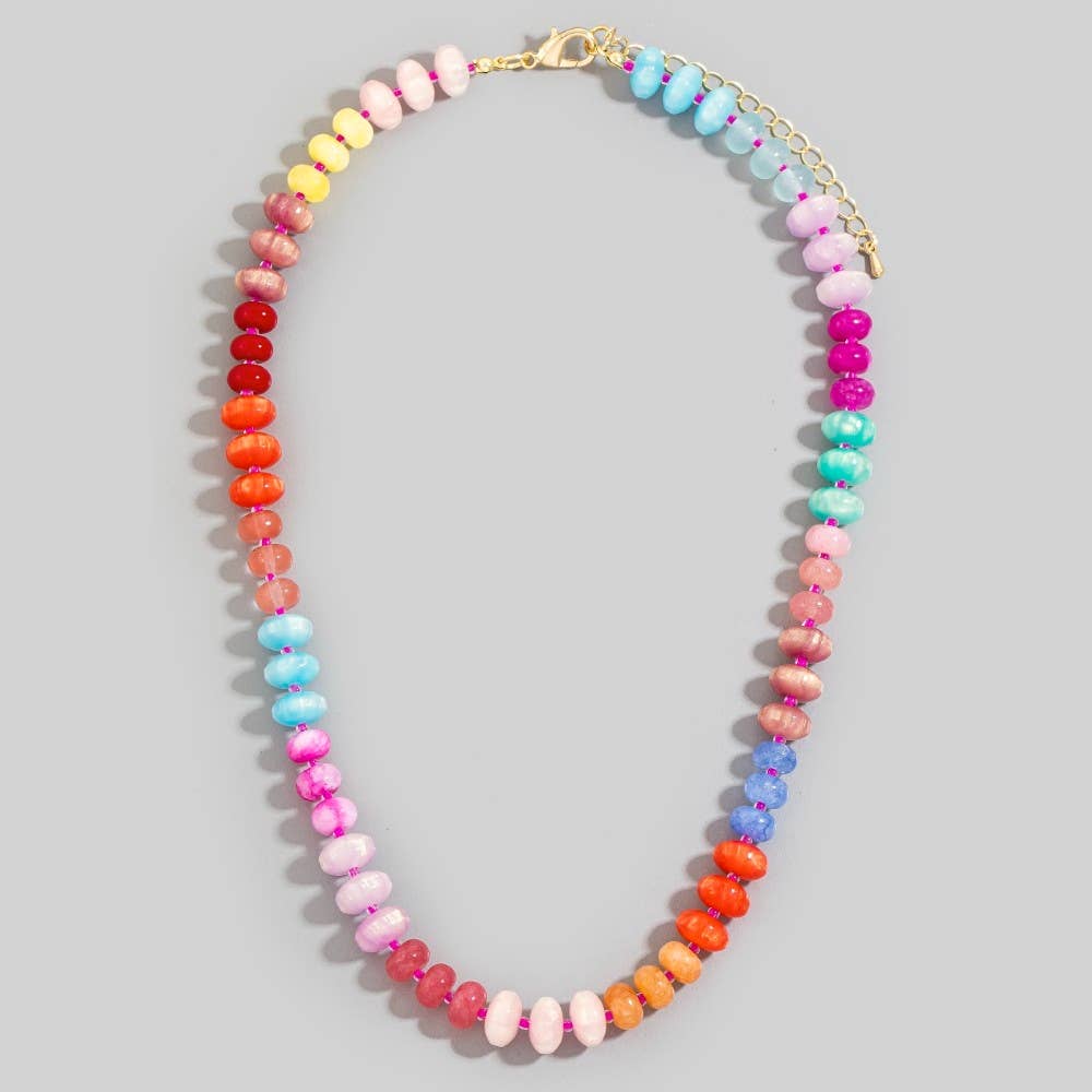 Mixed Glass And Resin Disc Necklace