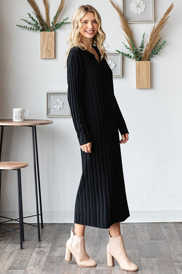 Ribbed Collar Midi Dress (REG/PLUS)