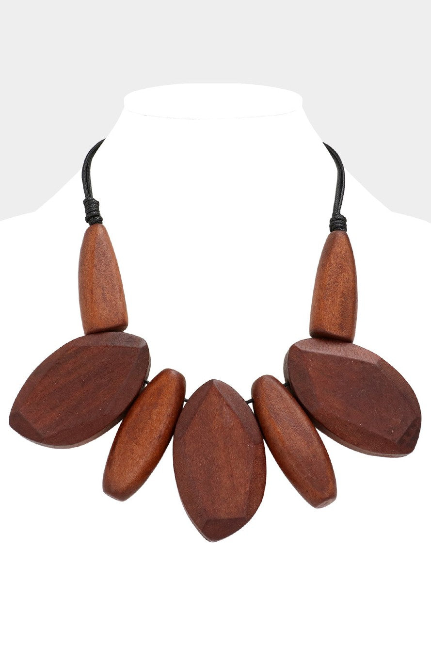 Abstract Wood Statement Necklace