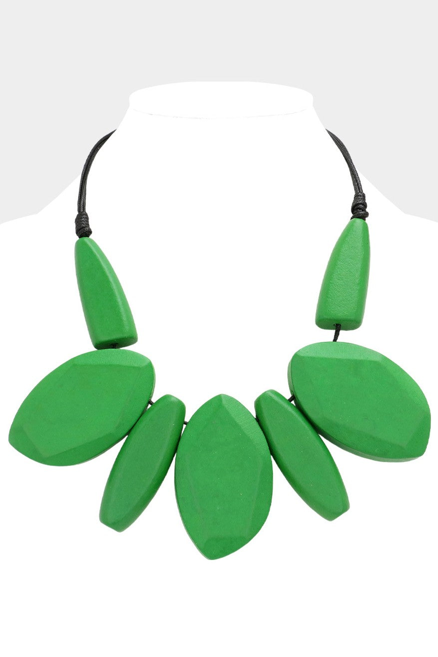 Abstract Wood Statement Necklace