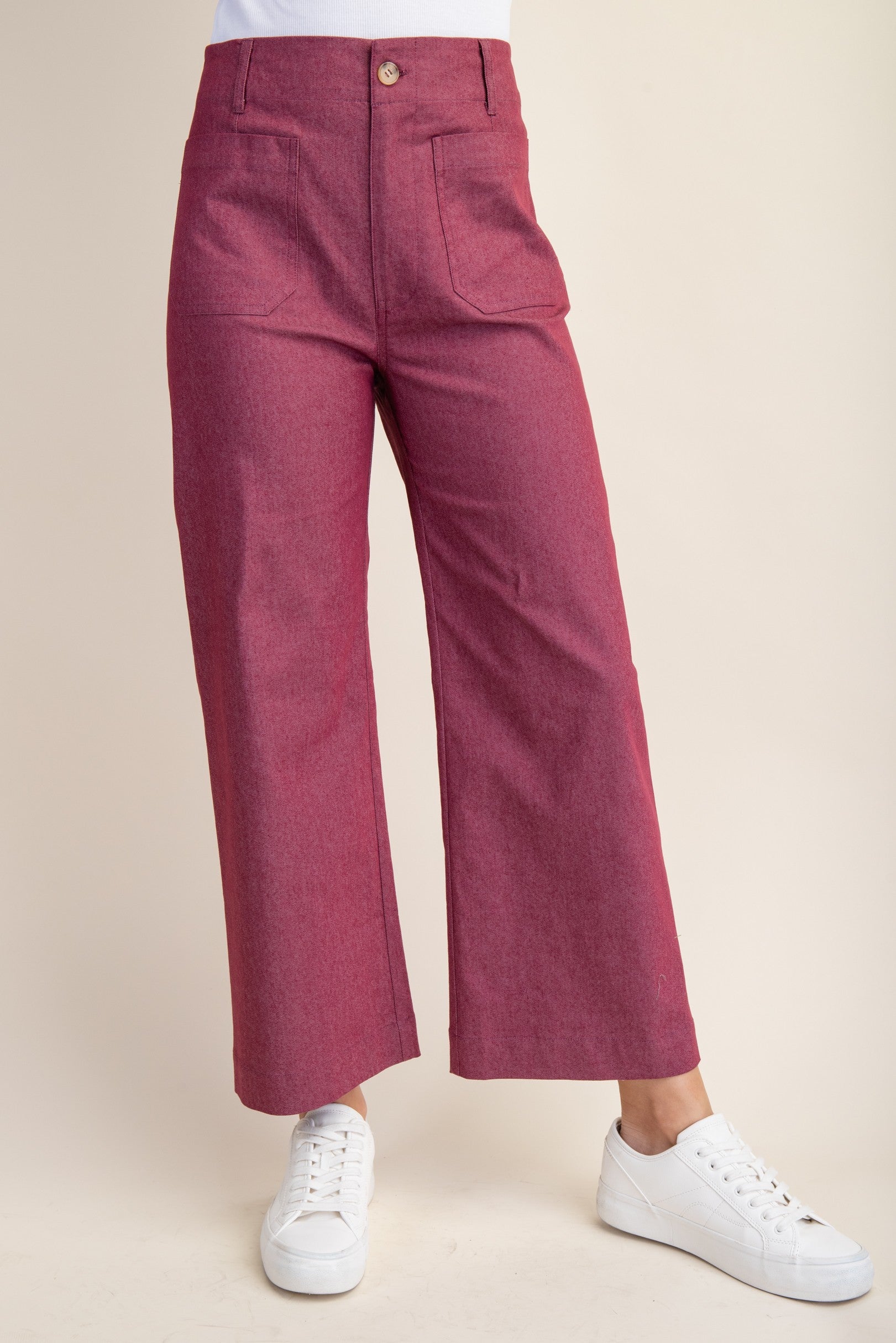 Play Along Cropped Pants in Wine (REG)