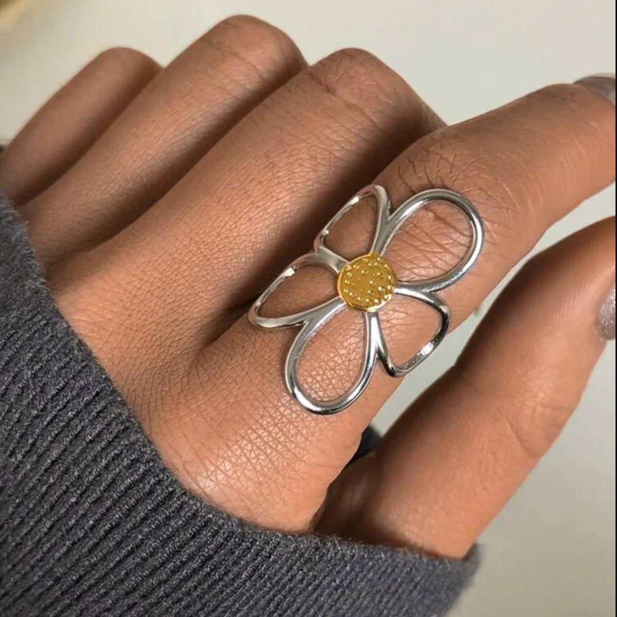 Stainless Steel Flower Ring