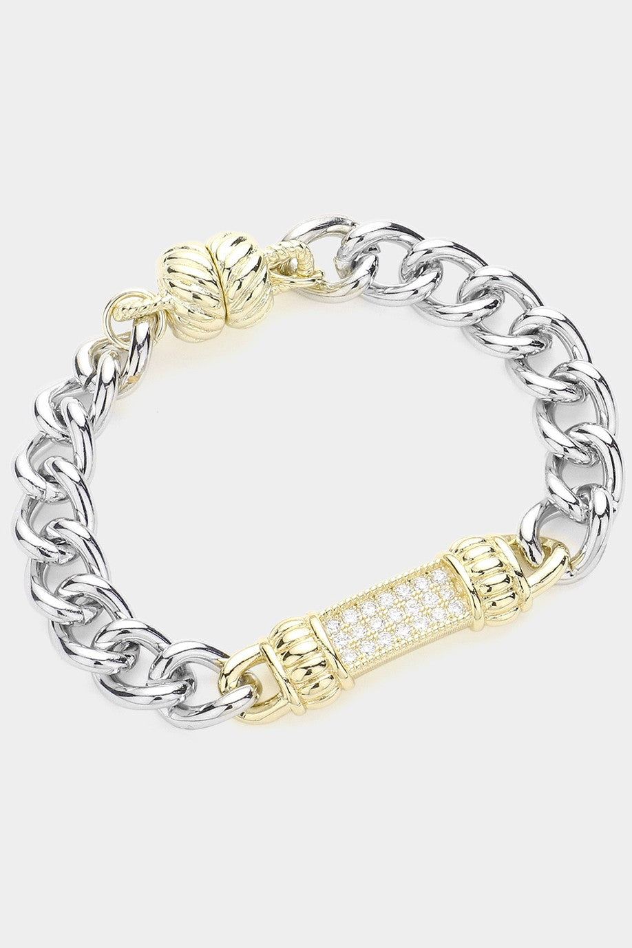 14K Pave Bar Magnetic Bracelet