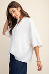Girl Boss Collar Top in White (REG)