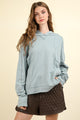 Raw Edge Hoodie Top in Denim Blue (REG)