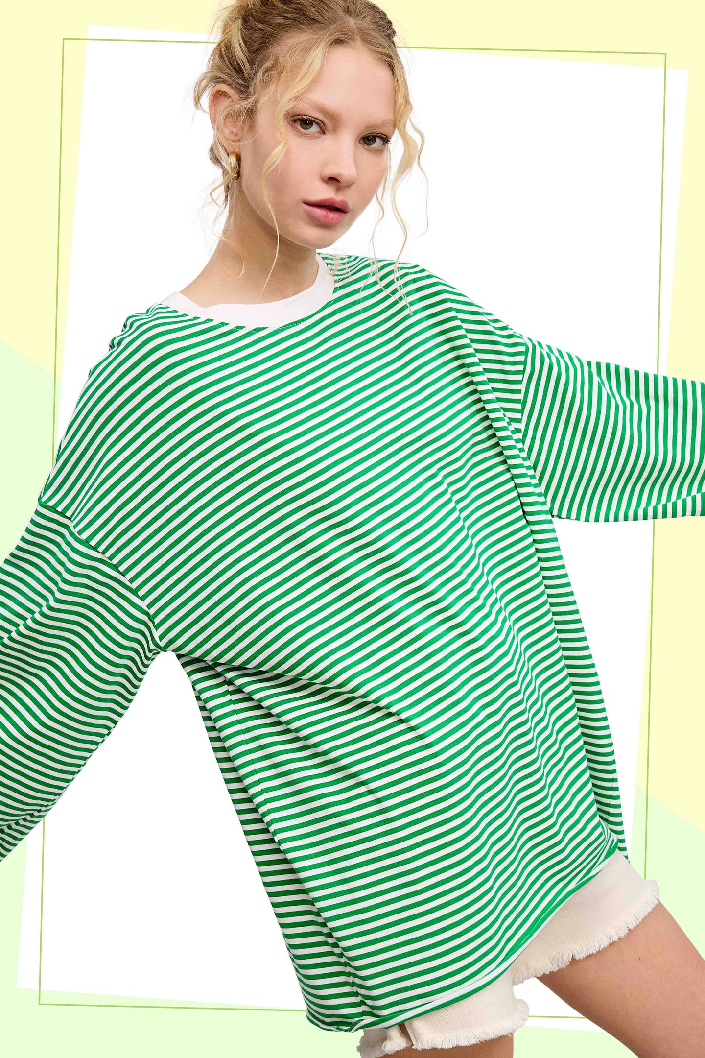 Apple Green Striped Top (REG)