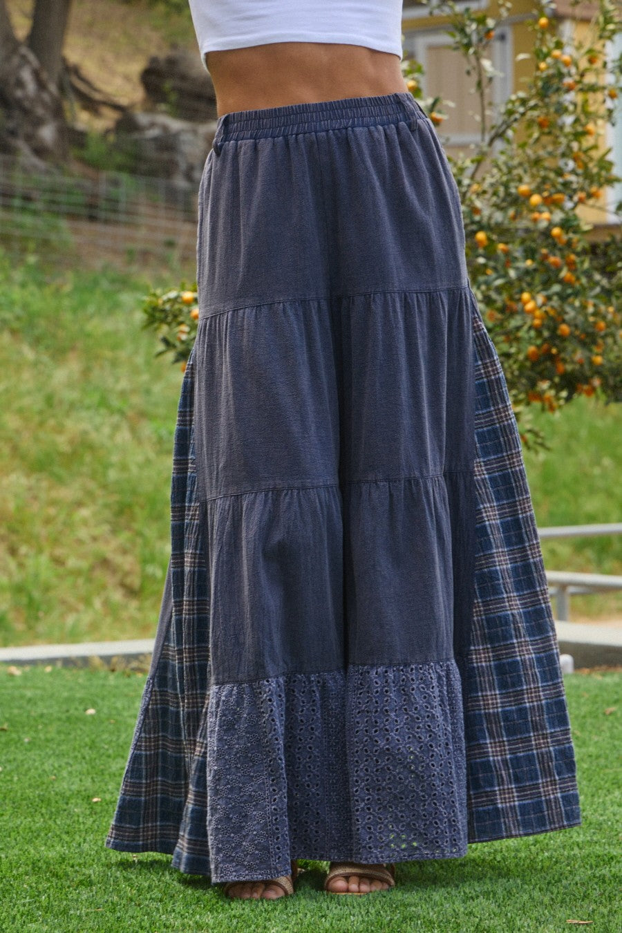 Acid Wash Navy Palazzo Pants (REG)