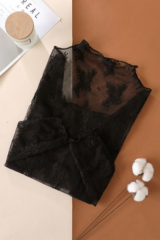 Sheer Lace Top in Black (REG)