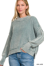 Washed Side Slit Sweater in Ash Jade (REG)