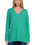 Fiona High Low Sweater in Hot Kelly Green (REG)