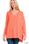 Fiona High Low Sweater in Hot Coral (REG)