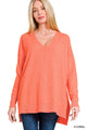 Fiona High Low Sweater in Hot Coral (REG)