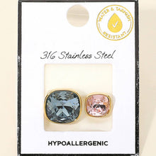 Stainless Steel Cushion Crystal Ring