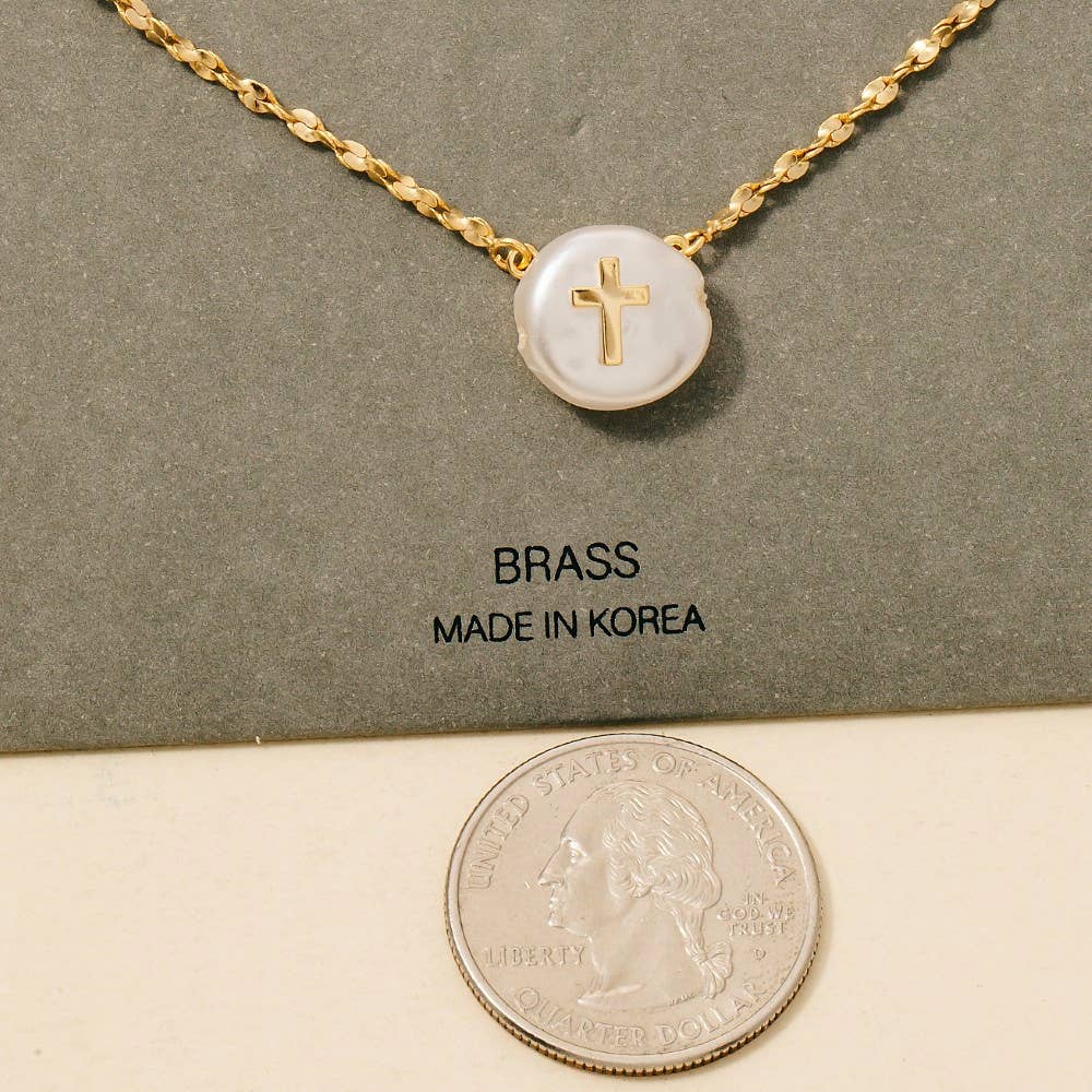Cross On Pearl Necklace