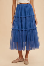 Tiered Tulle Midi Skirt in Royal Blue (REG)