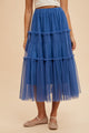 Tiered Tulle Midi Skirt in Royal Blue (REG)