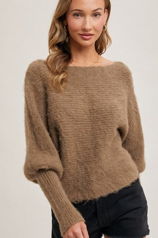 Fuzzy Dolman Sweater in Coco (REG)