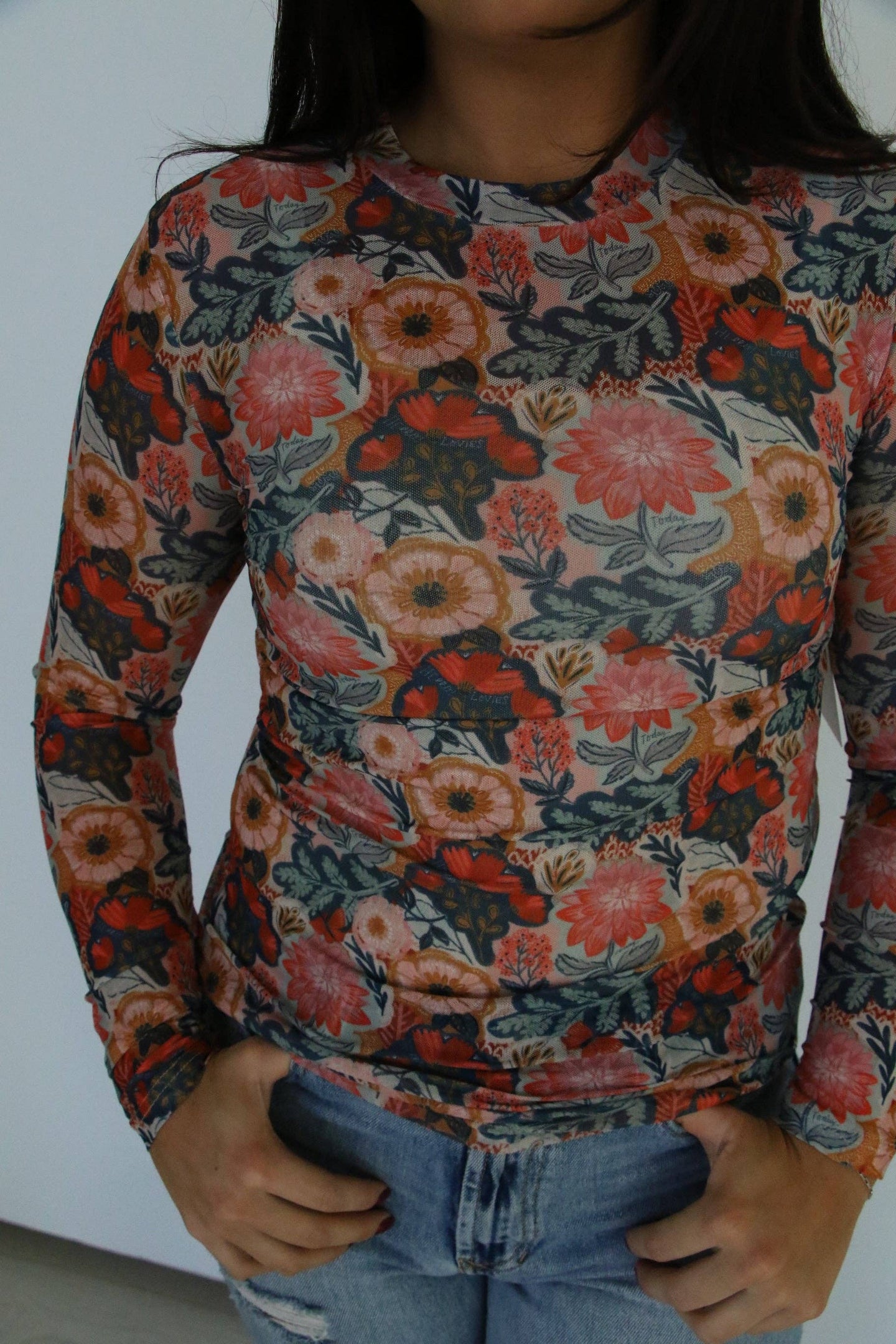 Vintage Poppy Mesh Top (REG)